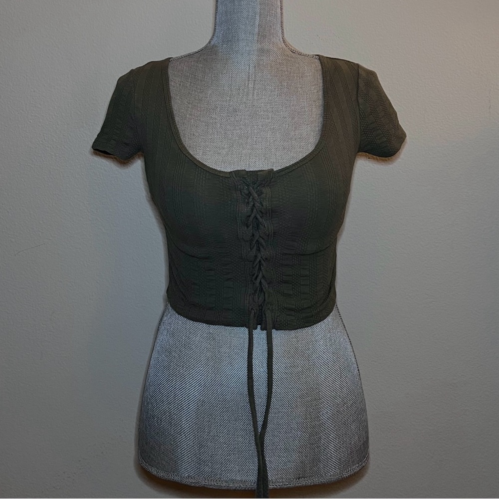 Sonoma Drawstring Crop Top Green